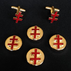 Scottish Rite 33rd Degree Inspector General Honorary Button Cover and Cuff Link Set