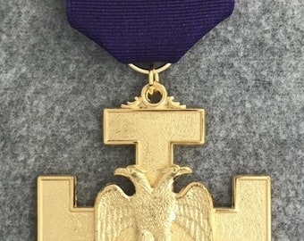 Scottish Rite 32nd Degree Juwel - Flügel nach unten (Purple Ribbon)