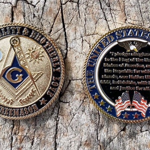 Masonic Challenge Coin with Pledge of Allegiance
