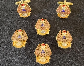 Scottish Rite 33rd Degree Eagle - Wings Up - Shirt Stud & Cuff Link Set