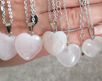 Rose Quartz Heart Pendant | Etsy Rose Quartz Heart Pendant | Etsy