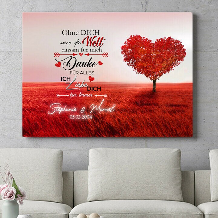 Personalisierte Leinwand Ich liebe Dich Geschenk für den Etsy