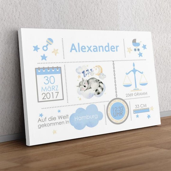 Personalisierte Leinwand Baby Waschbar Geschenk Zur Geburt Etsy
