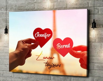 Personalisierte Leinwand L'amour Toujours Hochzeitstags Geschenk, Geschenk für Ehemann, Geschenk für Ehefrau, Hochzeitstags Geschenk