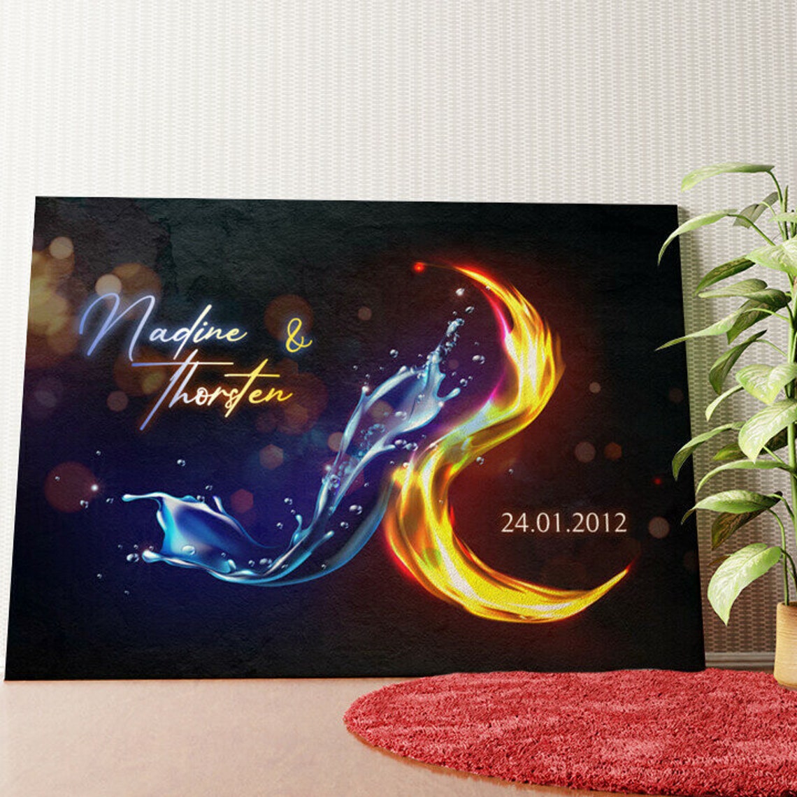 Personalisierte Leinwand Heiß und Kalt Geschenk für den Etsy