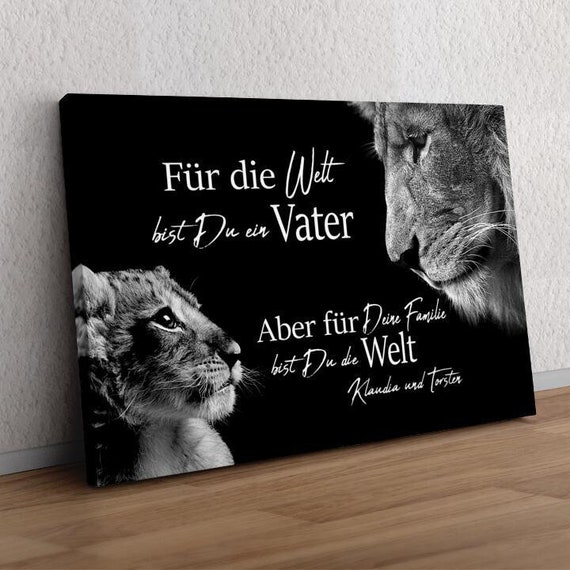 Personalisierte Leinwand Lowenvater Querformat Geschenk Fur Etsy