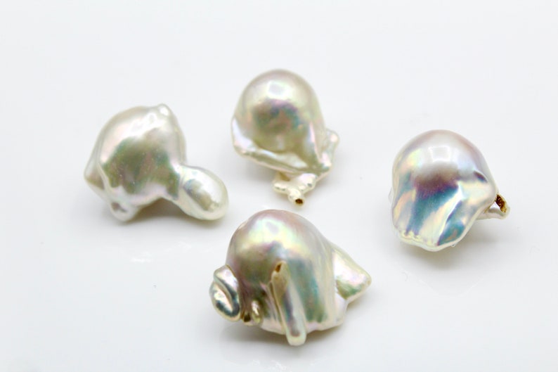 White Baroque Pearl, 4 Pieces Lot, Flameball, Cultured Freshwater Pearl, AAA+ high quality , good good luster, Creativ