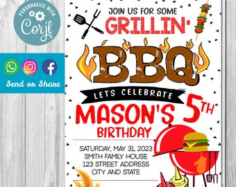 INSTANT DOWNLOAD, BBQ Party invitation, Bbq party Birthday Invitation, Summer Invitation, bb q party, Grillin party Birthday, Grille, Summer