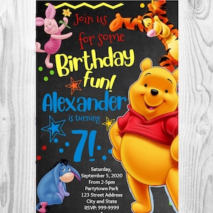 Personalisierte Winnie der Pooh Geburtstagseinladung, Winnie der Pooh, Winnie der Pooh, Geburtstag einladen, Geburtstagseinladung, 24 Stunden Service