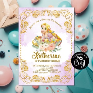 INSTANT DOWNLOAD Tangled Birthday Invitation, Tangled Invitation, Tangled Invite, Tangled Birthday, Princesses, Girl Birthday Corjl