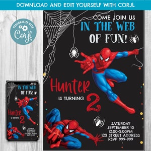 Marvel Spiderman - Invitations - 5 pièces avec enveloppes blanches  assorties - Spidey