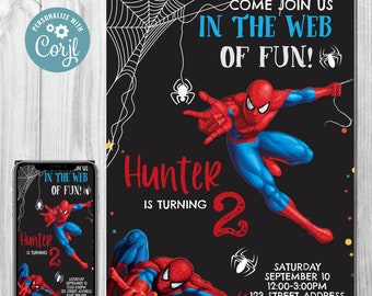 Spiderman Invitation - Spiderman Birthday Invitation - Spiderman - Birthday Invite - Instant Download-Corjl - Super hero- Spider man