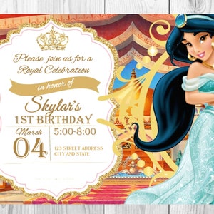 Personalized Princess Jasmine Invitation - Princess Jasmine Birthday Invitation - Princess Jasmine - Birthday Invitation -  24 Hour Service