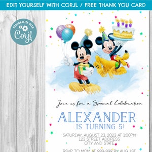 DOWNLOAD IMMEDIATO - Invito di Topolino - Invito di compleanno di Topolino - Topolino - Invito di compleanno - Topolino - Corjl