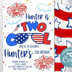 Personalized Two Cool Invitation - Two Cool Birthday Invitation - Two Cool - Birthday Invitation - Instant Download- Corjl  - 2nd Birthday
