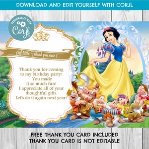 INSTANT DOWNLOAD Snow White Invitation Snow White Birthday Invitation Snow White Birthday Invite SnowWhite Corjl image 2