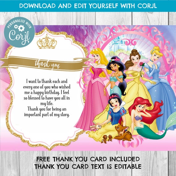 INSTANT DOWNLOAD Princess Invitation Princess Birthday Invitation
