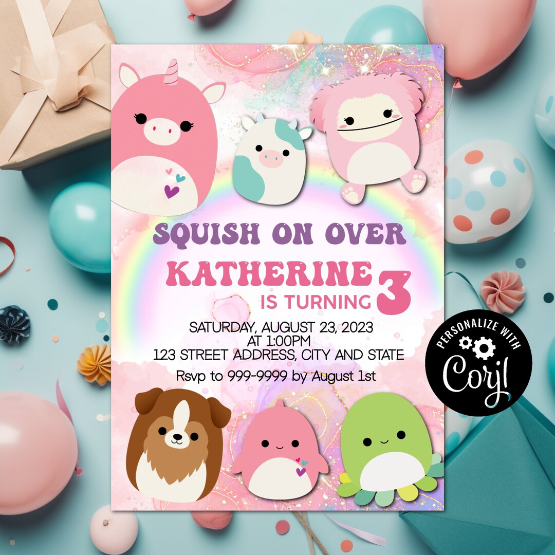 INSTANT DOWNLOAD Squishmallow Invitation Squishmallow Etsy