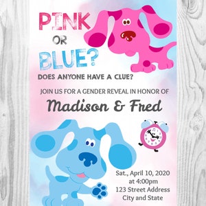 Personalized Blues Clues Invitation, Blues Clues Baby Shower, Blues Clues Gender Reveal, Blues Clues 24 hr service, Baby Shower Invitation