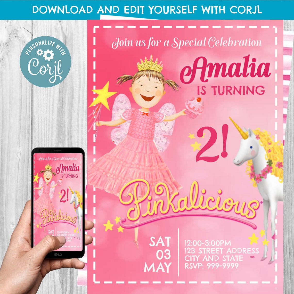 INSTANT DOWNLOAD Pinkalicious Invitation Pinkalicious | Etsy