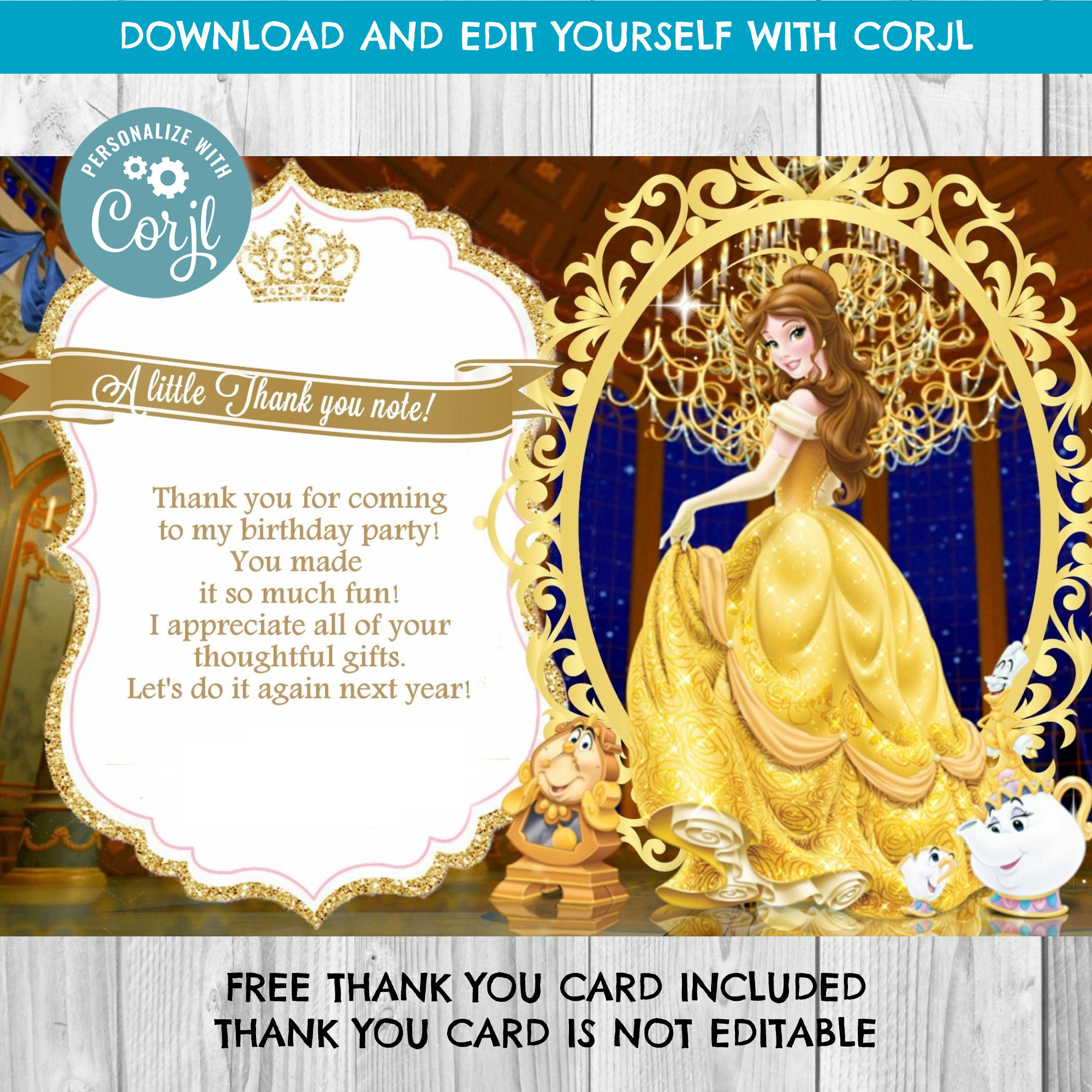 INSTANT DOWNLOAD Belle Invitation Belle Birthday - Etsy