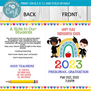 INSTANT DOWNLOAD - Editable Preschool Graduation Program, Preschool Graduation Invitation Program, preschool, kindergarten, daycare