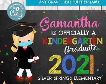 INSTANT DOWNLOAD Kindergarten Graduation Sign, Kindergarten Graduate, Last Day of Kindergarten Sign, School Chalkboard, Any grade