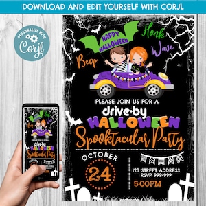 Halloween Invitation - Halloween Birthday Invitation - Halloween - Drive by Halloween Invite - Instant Download - Corjl - Blues Clues