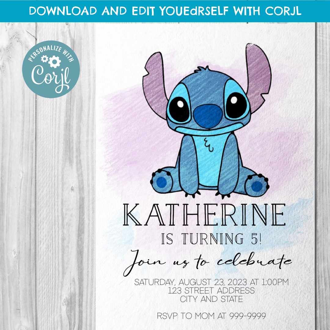INSTANT DOWNLOAD Stitch verjaardagsuitnodiging Stitch Etsy Nederland