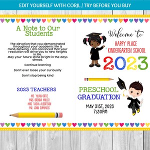 INSTANT DOWNLOAD - Editable Preschool Graduation Program, Preschool Graduation Invitation Program, preschool, kindergarten, daycare
