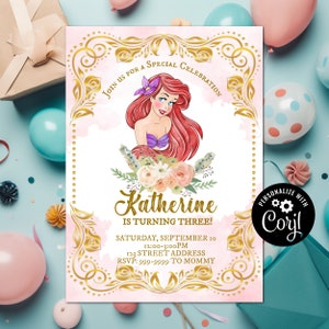 INSTANT DOWNLOAD - Mermaid Invitation - Mermaid Birthday Invitation - Princess - Mermaid - Little Mermaid - Birthday - Princesses - Corjl