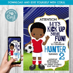 INSTANT DOWNLOAD -  Soccer Birthday Invitation, Soccer Invitation, Soccer Invitation, Soccer Invite, Soccer Party, Corjl