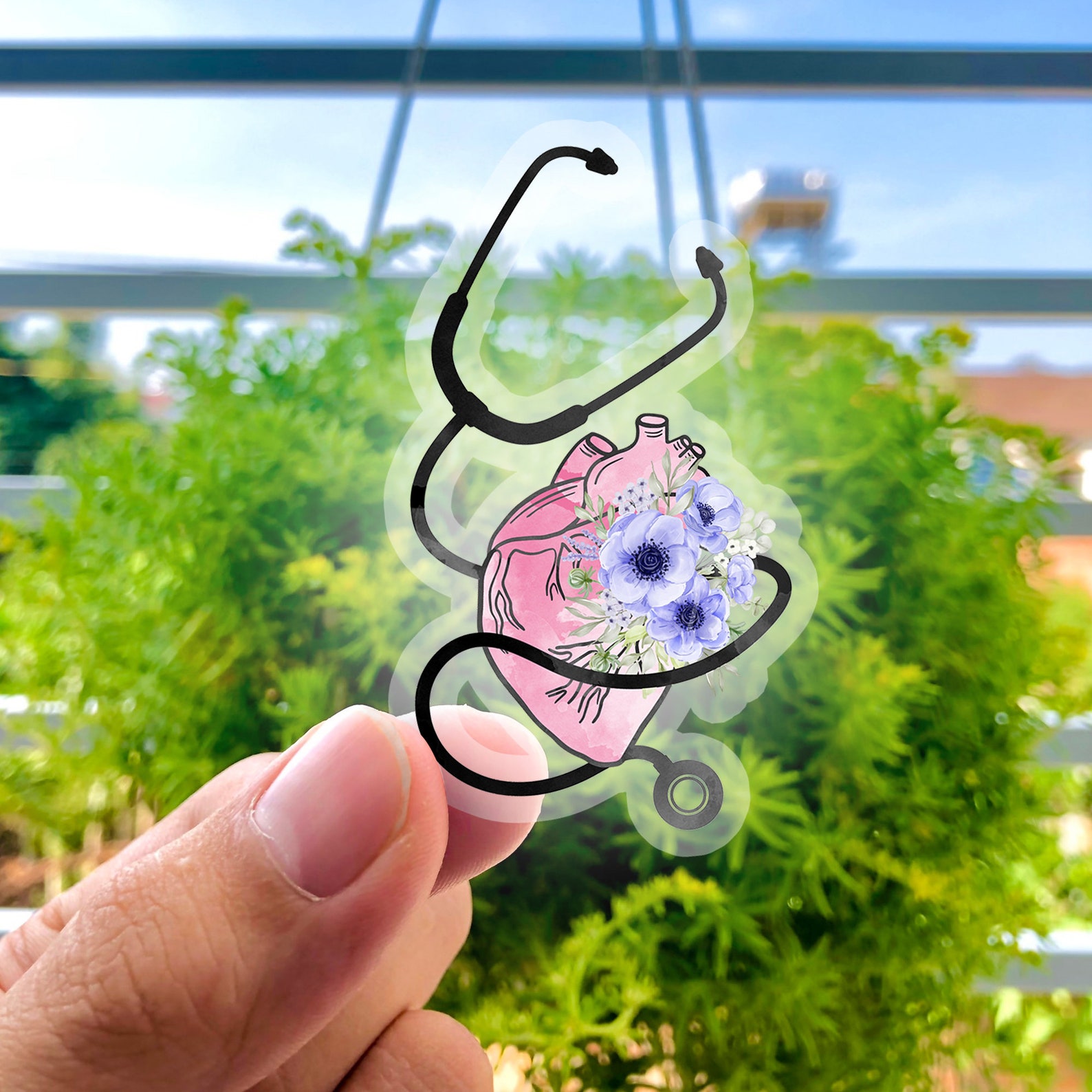 Heart Flower Stethoscope Sticker Nurse Sticker Heart Etsy