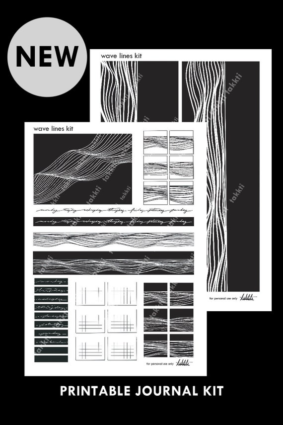 Wave Lines Printable Kit PDF - Etsy