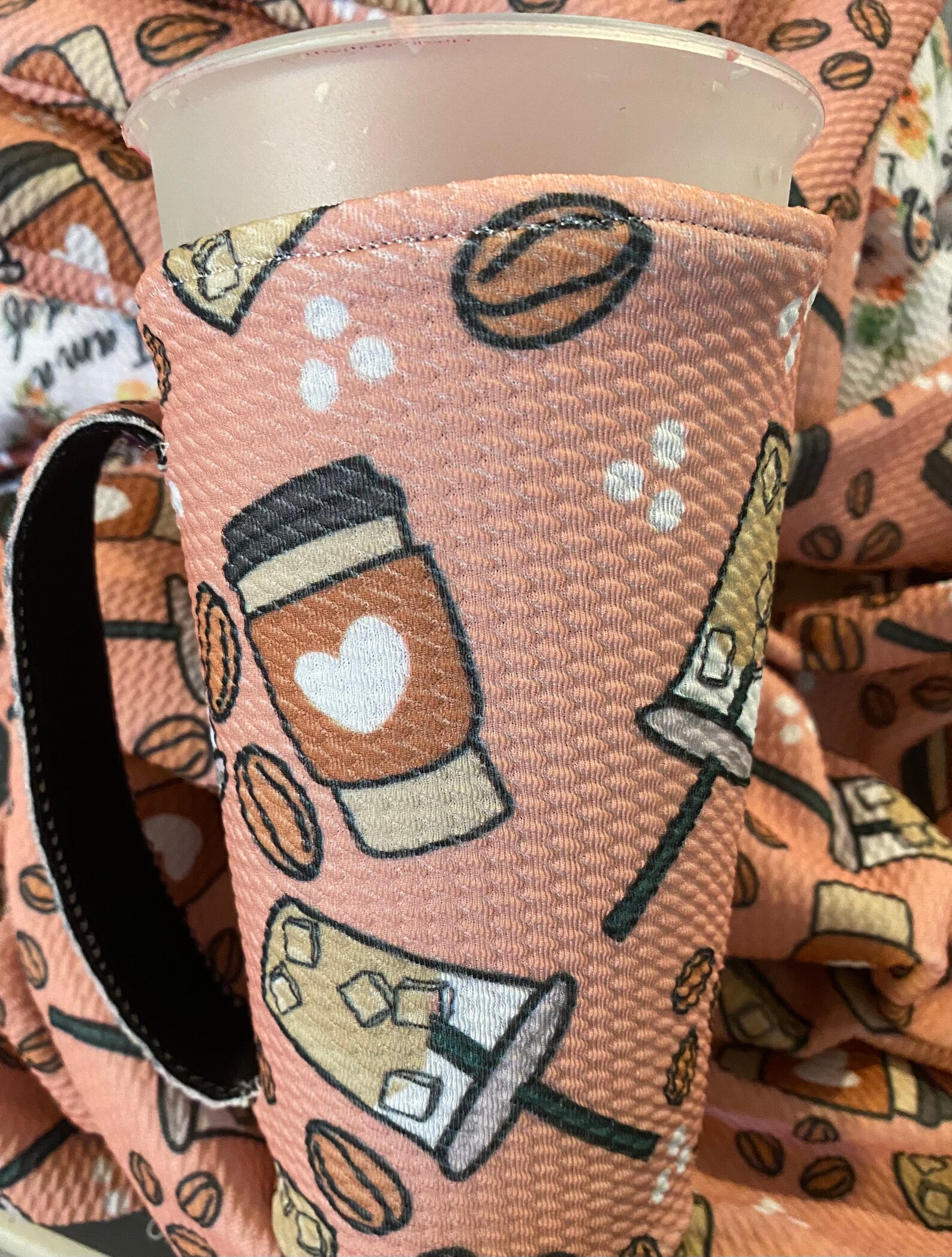 Fabric/vinyl Coffee Koozie customizable Etsy