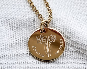Personalized Birth Month Flower Necklace, Custom Jewellery, Mothers day Gift, Christmas Gift