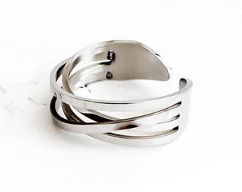 Multi-row stainless steel ring - Adjustable waterproof hypoallergenic cross ring