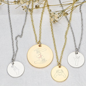Hand Gesture Necklace, I love you Necklace, Pinky Promise Necklace, Sister Daughter Best Friends Necklaces, Gift For Her