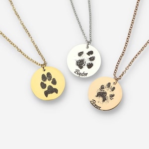 Current Dog Cat Paw Print Necklace, Personalized Gift for Her, Animal Lovers, Pet Memorial Gift, Dog Necklace, Cat Necklace, Christmas Gift