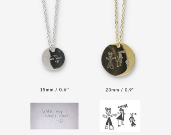 Handschrift ketting, gepersonaliseerde ketting voor moeder, handschrift charme, tekening hanger, gepersonaliseerd cadeau voor haar, kerstcadeau