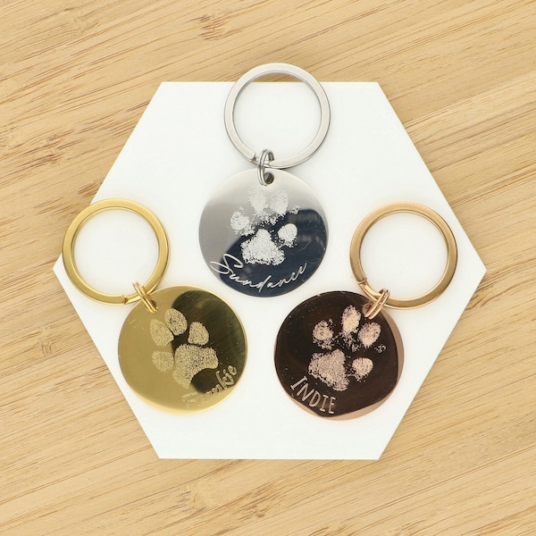 Personalized Pet Paw Print Keychain, Custom Pet Memorial Gift for Her, Animal Lovers, , Dog keyring, Cat Keyring