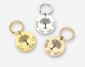 LLavero personalizado del árbol de la vida con los nombres de los niños, regalo Día de la Madre