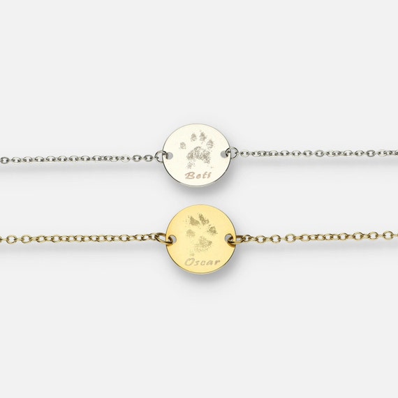 Actual Dog Cat Paw Print Bracelet, Personalized Gift for Her, Animal Lovers, Pet Memorial Gift, Dog Bracelet, Cat Bracelet, Christmas Gift