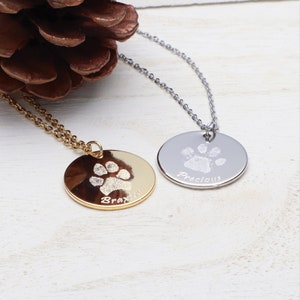 Current Dog Cat Paw Print Necklace, Personalized Gift for Her, Animal Lovers, Pet Memorial Gift, Dog Necklace, Cat Necklace, Christmas Gift