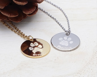 Actual Dog Cat Paw Print Necklace, Personalized Gift for Her, Animal Lovers, Pet Memorial Gift, Dog Necklace, Cat Necklace, Christmas Gift