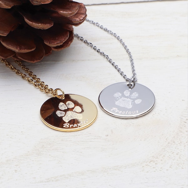 Actual Dog Cat Paw Print Necklace, Personalized Gift for Her, Animal Lovers, Pet Memorial Gift, Dog Necklace, Cat Necklace, Christmas Gift