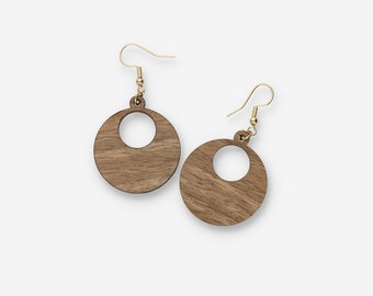 Wooden Circle Geometric Earrings, Crewole Earrings, Bohemian Jewelry, Gift For Her