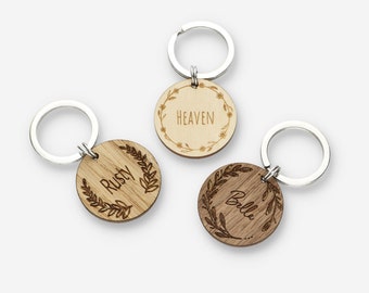 Personalisierter Haustieranhänger aus Holz, Gravierte Hundemarke,  Personalisiertes Hundenamenschild, Hund Haustier, ID Tag Hund