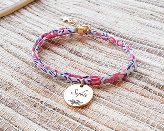 Bracelet Liberty Personnalisé Cordon 100% Coton, Bijou femme, Bracelet Femme, BFF, Cadeau Maman, Bracelet Mère-Fille, Cadeau Noël