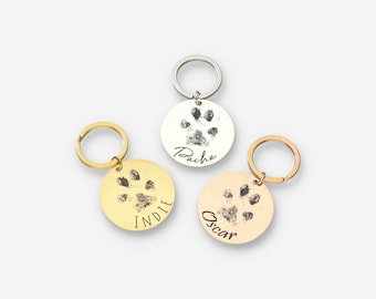 Custom Pet Paw Print Keychain, Personalized Gift for Her, Animal Lovers, Pet Memorial Gift, Dog keyring, Cat Keyring